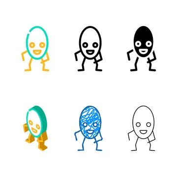Oval geometric multipack shape character color icon vector 스톡 일러스트