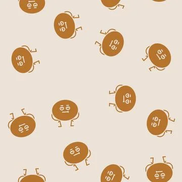 Oval geometric shape character glyph seamless pattern Stock Illustration