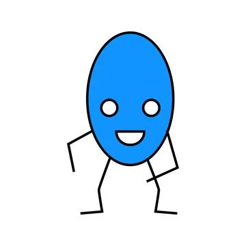 Oval geometric shape character icon color illustration 库存插图