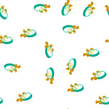 Oval geometric shape character isometric icon seamless pattern 库存插图