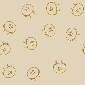 Oval geometric shape character line seamless pattern Illustrazione stock