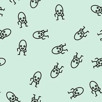 Oval geometric shape character line vector seamless pattern Illustrazione stock
