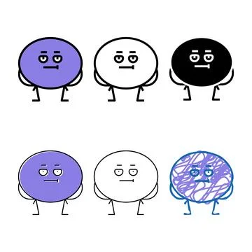 Oval geometric shape character variants color icon vector Stock Illustration