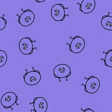 Oval geometric shape character vector seamless pattern 스톡 일러스트