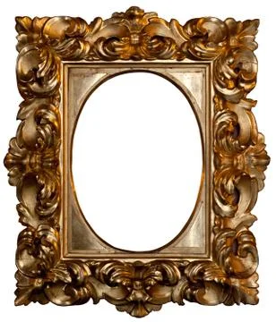 Oval gilded frame Stock Photos
