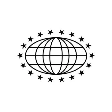 Oval globe with star icon logo design vector illustration. Stock Illustration