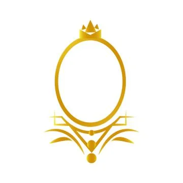 Oval gold frame design template vector isolated on white background Stock Illustration