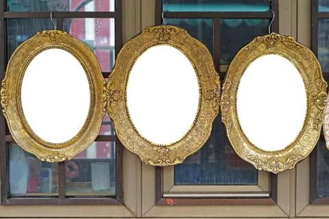 Oval gold frames Foto stock