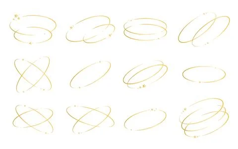 Oval gold orbits with stars Stock Illustration