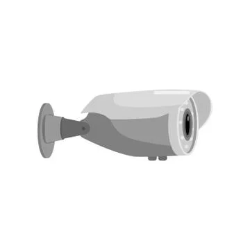Oval gray security camera on a white background. Surveillance equipment for p Illustrazione stock