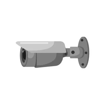 Oval gray security camera on a white background. Surveillance equipment for p Illustrazione stock