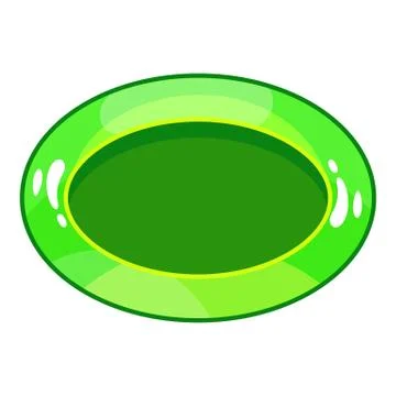 Oval green button icon, cartoon style Stock Illustration