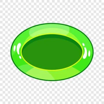 Oval green button icon, cartoon style Stock Illustration