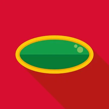 Oval green game table flat design red background Stock Illustration