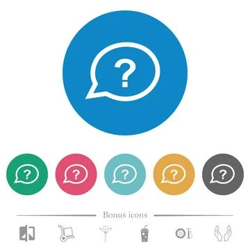Oval help chat bubble outline flat round icons Illustrazione stock