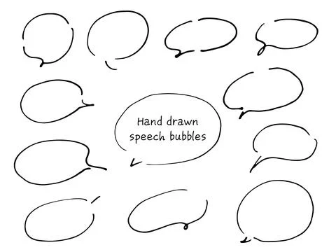 Oval line drawing speech balloons with gaps. Stock Illustration