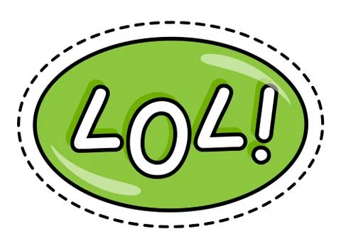 Oval with lol fashion patch message. Green bubble with text laughing out loud Illustrazione stock