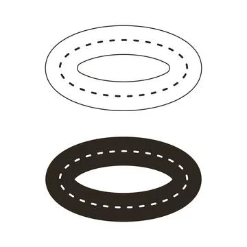 Oval Loop Track Outline and Solid Design Set Ilustración de archivo