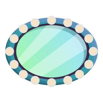 Oval makeup mirror with light bulbs for beauty salon Stock Illustration
