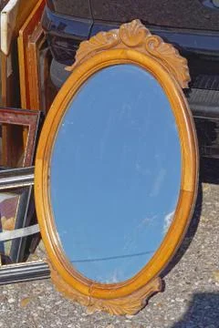 Oval mirror frame Stock Photos