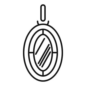 Oval mirror hanging on the wall reflecting light Stock Illustration