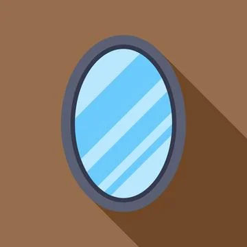 Oval mirror hanging on wall reflecting light Stock Illustration