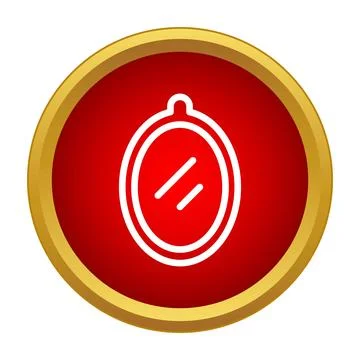 Oval mirror icon in red circle button Stock Illustration
