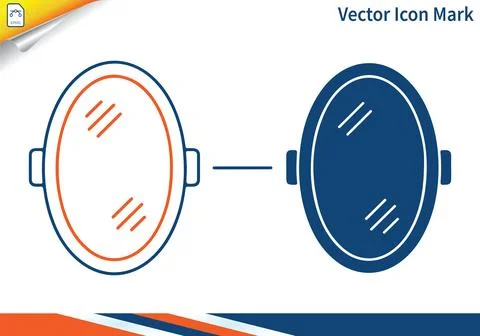 Oval mirror icon set featuring reflection and glass detail. Stock Illustration
