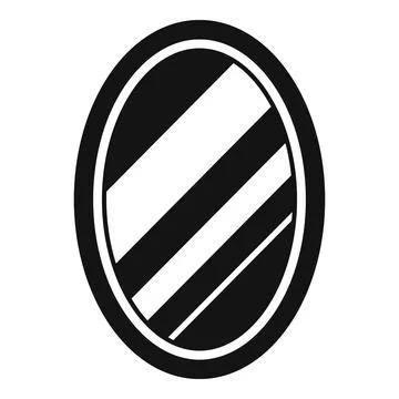 Oval mirror reflection graphic minimalist black white icon Stock Illustration