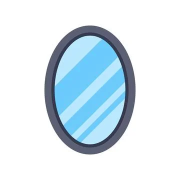 Oval mirror with reflection showing modern flat design icon Stock Illustration