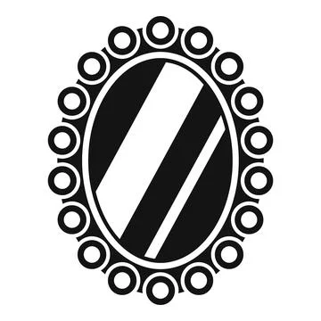 Oval mirror with round frame reflecting light icon simple style Stock Illustration