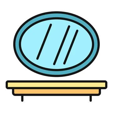 Oval mirror on table flat color drawing Ilustración de archivo