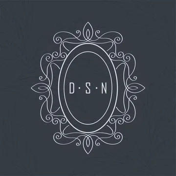 Oval monogram with letters Stock Illustration