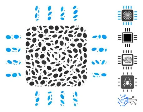 Oval Mosaic ASIC Processor Stock Illustration