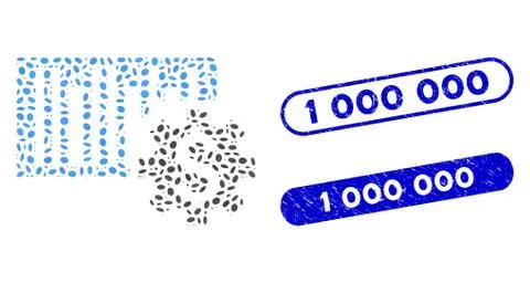 Oval Mosaic Barcode Price Setup with Scratched 1 000 000 Seals Illustrazione stock