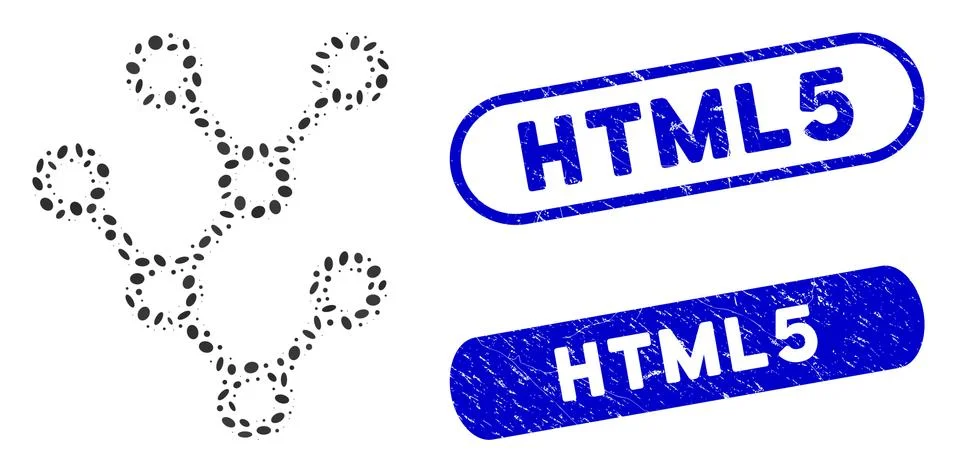 Oval Mosaic Binary Tree with Distress Html5 Stamps Illustrazione stock