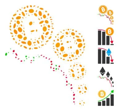 Oval Mosaic Bitcoin Deflation Chart Stock Illustration