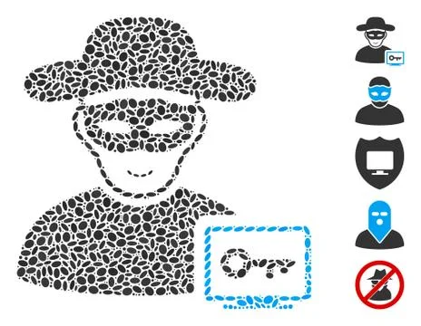 Oval Mosaic Computer Hacker 스톡 일러스트