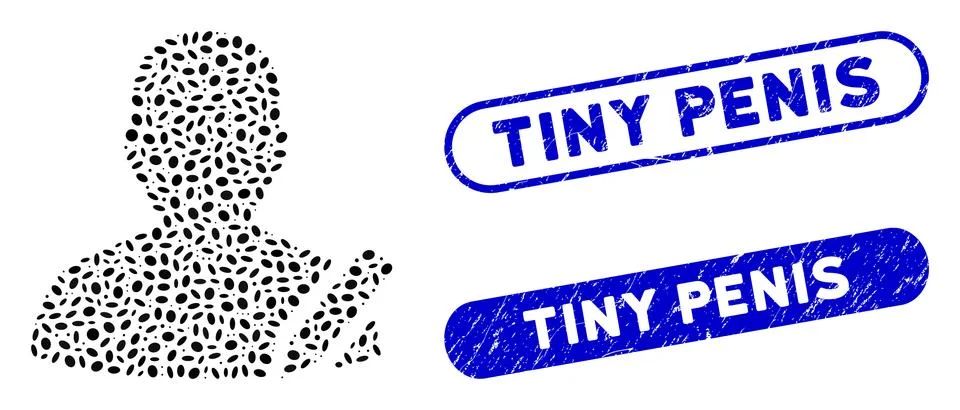 Oval Mosaic Edit User with Scratched Tiny Penis Seals Stock Illustration