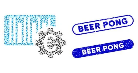 Oval Mosaic Euro Barcode Setup with Grunge Beer Pong Seals Illustrazione stock