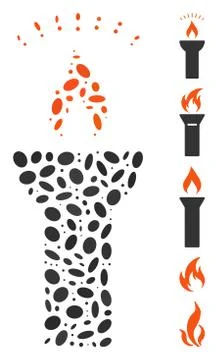 Oval Mosaic Fire Torch Light イラスト素材