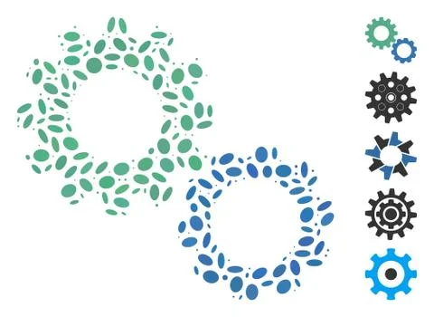 Oval Mosaic Gears 스톡 일러스트