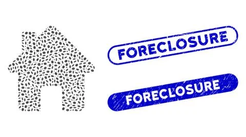 Oval Mosaic Home with Textured Foreclosure Seals Stock Illustration