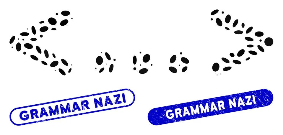 Oval Mosaic Inline Code with Distress Grammar Nazi Stamps Stock-Illustration