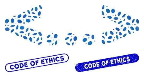 Oval Mosaic Inline Code with Scratched Code of Ethics Stamps Illustrazione stock