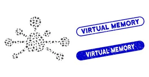 Oval Mosaic Mind Control Links with Textured Virtual Memory Stamps Stock Illustration