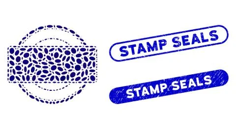 Oval Mosaic Round and Rectangle Frame with Grunge Stamp Seals Watermarks 스톡 일러스트