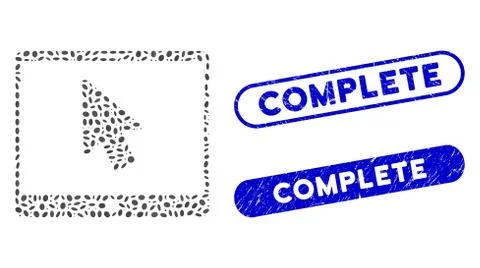 Oval Mosaic Tablet Arrow Pointer with Scratched Complete Seals Stock Illustration