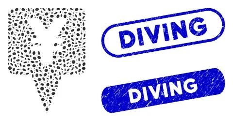 Oval Mosaic Yen Map Pointer with Textured Diving Watermarks Stock Illustration