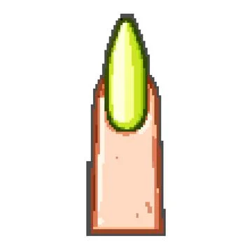 Oval nail shape pixel art vector illustration Stock Illustration